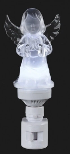 Roman 6.5" Clear Icy Crystal Angel Praying Christmas Night Light