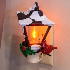 Roman 6" Cardinal On A Snow Covered Street Lamp Flickering Christmas Night Light -Northlight 164077 4 09543.1665346763