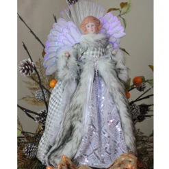 Northlight 16" Lighted Fiber Optic Angel In Silver Gingham Coat Christmas Tree Topper -Northlight 4zrbf6dchcwcdtsw7vverjaec1fv6twx 50720.1588415526