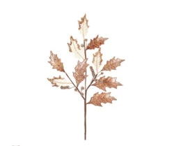 Melrose 28" Gold And White Holly Leaf With Berries Artificial Christmas Spray