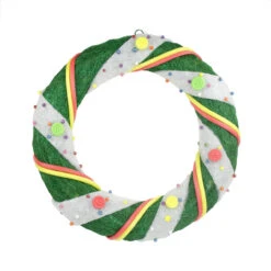 Northlight Pre-Lit Green And White Candy Striped Sisal Artificial Christmas Wreath - 18-Inch, Clear Lights