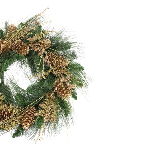 Gold Glitter Pine Cone And Berry Artificial Christmas Wreath - 26-Inch, Unlit 4 Gold Glitter Pine Cone And Berry Artificial Christmas Wreath - 26-Inch, Unlit - Image 2
