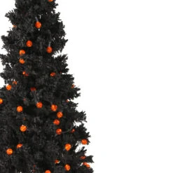 4.5' Pre-Lit Black Flocked Pencil Artificial Christmas Tree - Orange LED Lights - 30657569 -Northlight allstate ytf144 bk 2 89998.1588397918