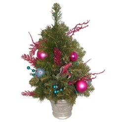 2' Pre-Lit Green Potted Pine Slim Artificial Christmas Tree - Clear Lights
