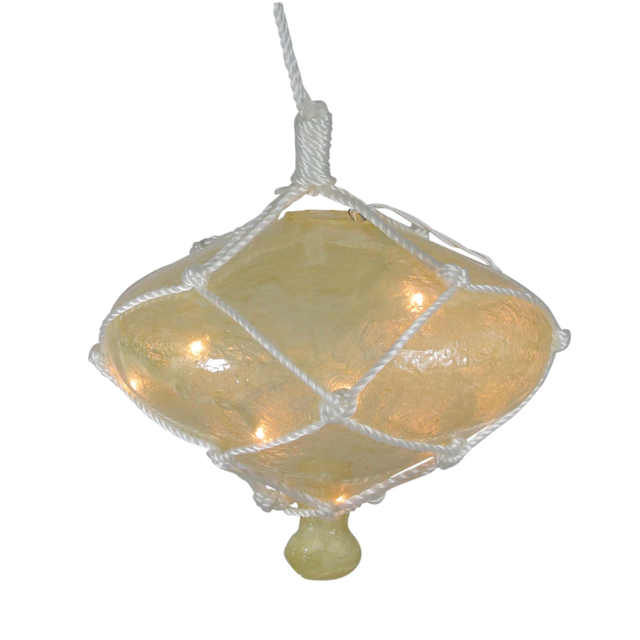 11" Beige Lighted Roped Onion Drop Outdoor Patio Christmas Decor - White Wire 3 11" Beige Lighted Roped Onion Drop Outdoor Patio Christmas Decor - White Wire