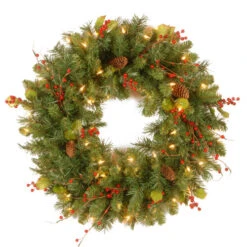 Christmas Central 24" Classical Collection Wreath With Clear Lights