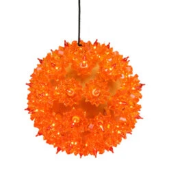5 Amber Orange Lighted Hanging Starlight Sphere Outdoor Christmas Decoration