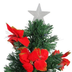 3' Pre-Lit Medium Fiber Optic Red Poinsettias Artificial Christmas Tree - Multicolor Lights -Northlight dak gd 47090 2 22053.1588414608