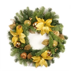 Green And Gold Berry Artificial Christmas Wreath - 24-Inch, Unlit