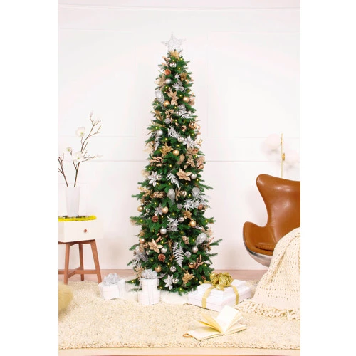 7.5' Pre-Lit Pre-Decorated Gold And Silver Artificial Christmas Tree – Clear LED Lights 7 7.5' Pre-Lit Pre-Decorated Gold And Silver Artificial Christmas Tree – Clear LED Lights - Image 5