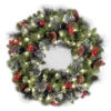 Christmas Central 24" Pre-lit Silver Bristle, Pine Cones And Red Berries Battery Operated Artificial Christmas Wreath - LED Lights -Northlight dnat20cw7 306 24w b1 63748.1670489782