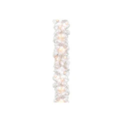 Christmas Central 9' X 10" Pre-Lit White Wispy Willow Artificial Christmas Garland, Clear Lights