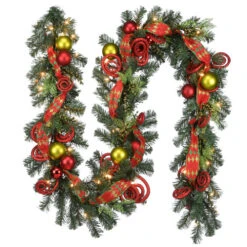 9' X 14" Pre-Lit Curled Sprigs Artificial Christmas Garland - Clear Lights