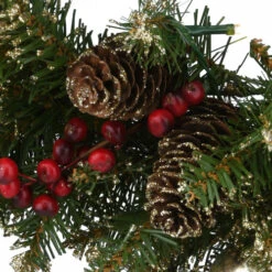 24" Glittery Gold Dunhill Fir Wreath With Battery Operated LED Lights -Northlight dnat dugl3 300 24wb1 3 94223.1631810854