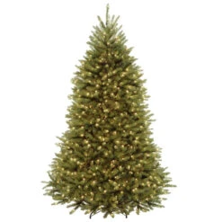 7' Pre-Lit Dunhill Fir Artificial Contemporary Christmas Tree, Multi-Color/Warm White LED Lights