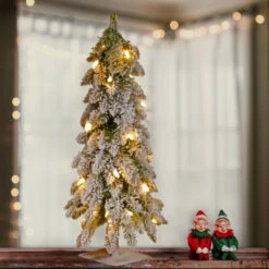 Christmas Central 2' Pre-Lit Snowy Downswept Artificial Christmas Tree, Clear Lights -Northlight dnat ftdf1 24alo 1 2 72860.1631810848