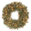 Christmas Central Pre-Lit Frosted Bristle Pine Artificial Christmas Wreath, 24-Inch, White Lights -Northlight dnat gb3 300 24w b1 1 50373.1631812640