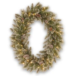 Christmas Central Pre-Lit Glittery Bristle Pine Artificial Christmas Wreath, 30-Inch, LED Lights
