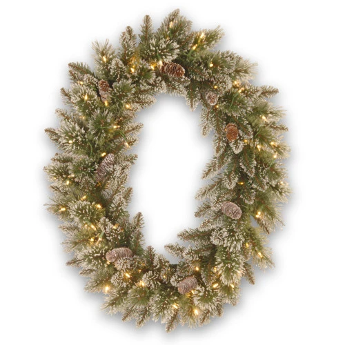 Christmas Central Pre-Lit Glittery Bristle Pine Artificial Christmas Wreath, 30-Inch, LED Lights 3 Christmas Central Pre-Lit Glittery Bristle Pine Artificial Christmas Wreath, 30-Inch, LED Lights