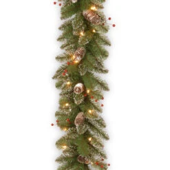Christmas Central 9' X 10" Pre-Lit Glittery Mountain Spruce Artificial Christmas Garland, Clear Lights