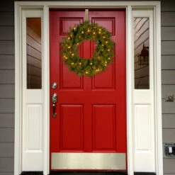 Christmas Central Pre-Lit Kincaid Spruce Artificial Christmas Wreath, 24-Inch, White LED Lights -Northlight dnat kcdr 24wlo 1 3 29640.1631896531