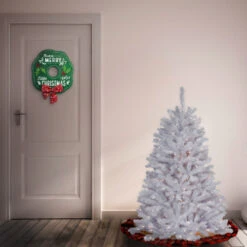 Christmas Central 4.5’ Pre-Lit North Valley White Spruce Artificial Christmas Tree, Clear Lights -Northlight dnat nrvw7 302 45 3 61398.1664726381