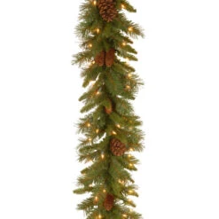Christmas Central 9' X 10" Pre-Lit Medium Pine Artificial Christmas Garland, Clear Lights