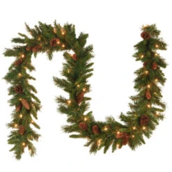 Christmas Central 9' X 10" Pre-Lit Medium Pine Artificial Christmas Garland, Clear Lights -Northlight dnat pc 9glo 1 3 46556.1670489776