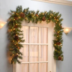 Christmas Central 9' X 10" Pre-Lit Medium Pine Artificial Christmas Garland, Clear Lights -Northlight dnat pc 9glo 1 4 46367.1670489776