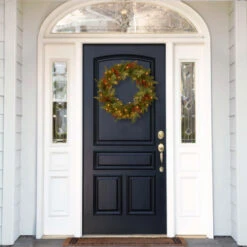 24" Pre-Lit Classical Collection Artificial Christmas Wreath - Warm White LED Lights -Northlight dnat pecc3 300 24wb1 3 84491.1631812345