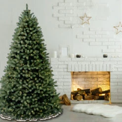Christmas Central 6.5’ Pre-Lit Full Downswept Douglas Fir Artificial Christmas Tree, White Lights -Northlight dnat peddb1 312 65 3 58576.1631812653