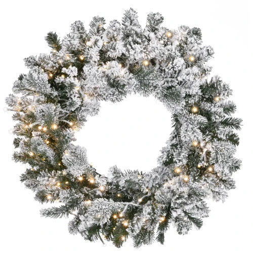 24" Pre-Lit LED Snowy Sheffield Spruce Artificial Christmas Wreath - Multi Lights 3 24" Pre-Lit LED Snowy Sheffield Spruce Artificial Christmas Wreath - Multi Lights