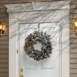 24" Pre-Lit LED Snowy Sheffield Spruce Artificial Christmas Wreath - Multi Lights 7 24" Pre-Lit LED Snowy Sheffield Spruce Artificial Christmas Wreath - Multi Lights -Northlight dnat pesl3 315dk24wb 3 54743.1664379973