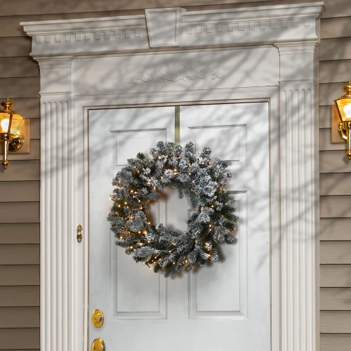24" Pre-Lit LED Snowy Sheffield Spruce Artificial Christmas Wreath - Multi Lights 5 24" Pre-Lit LED Snowy Sheffield Spruce Artificial Christmas Wreath - Multi Lights - Image 3