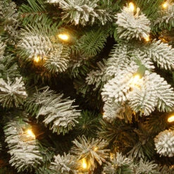 Christmas Central 7.5’ Pre-Lit Snowy Sheffield Spruce Artificial Christmas Tree, Warm White LED Lights -Northlight dnat pesl3 w07 75 3 17543.1670489774