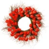 Tulip Artificial Floral Wreath, Red And Green 24-Inch -Northlight dnat ras hy55724w r1 1 87816.1631812642