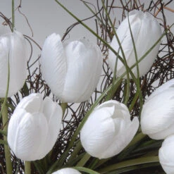 White Tulip Artificial Wreath - 24-Inch, Unlit -Northlight dnat ras hy55724w w1 3 90785.1631812641