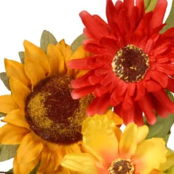 Floral Artificial Wreath With Sunflower And Orange/Yellow Mixed Flowers - 20-Inch -Northlight dnat ras s0377c 3 22910.1631810857