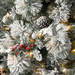 Christmas Central 7.5’ Pre-Lit Snowy Bedford Pine Artificial Christmas Tree, White Lights -Northlight dnat sbe1 309 75 3 16078.1631812674