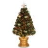 Christmas Central 3' Pre-lit Potted Double Bell Artificial Christmas Tree, Fiber Optic Lights -Northlight dnat szfx7 165l 36 1 16021.1663860523