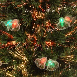 Christmas Central 3' Pre-lit Potted Double Bell Artificial Christmas Tree, Fiber Optic Lights -Northlight dnat szfx7 165l 36 3 34874.1663860523