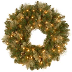 30" Carolina Pine Wreath With Battery Operated LED Lights