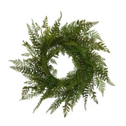 Fern Twig Round Artificial Wreath, Green 26-Inch