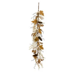 48" White And Brown Maple Pumpkin Garland Fall Decoration