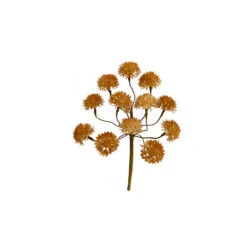 Set Of 4 Faux Green And Brown Polyester Silk Pom Pom Pick, 12"