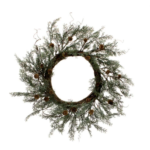 Green And Brown Dark Cedar Artificial Christmas Wreath – 12-Inch, Unlit