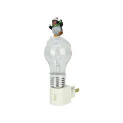 6.25" White Pre-Lit LED Frosted Wobbling Penguin Christmas Night Light
