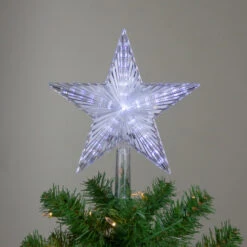 9.5" Lighted Clear Twinkling 5-Point Star Christmas Tree Topper - Clear White LED Lights -Northlight hofert 1967 02 4 71295.1665610747