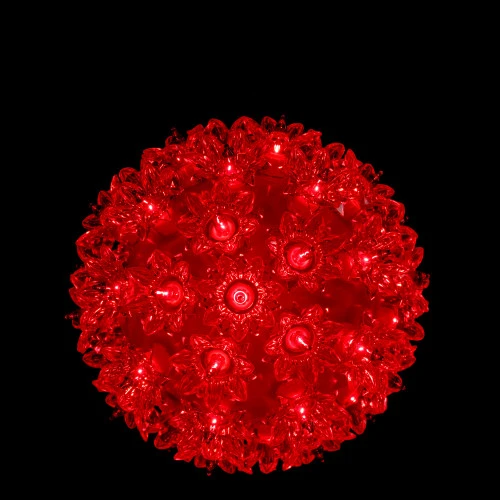 Red Lighted Hanging Starlight Sphere Outdoor Christmas Decoration 6" (150MM) 4 Red Lighted Hanging Starlight Sphere Outdoor Christmas Decoration 6" (150MM) - Image 2