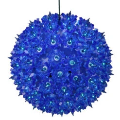 7" Blue Lighted Hanging Starlight Sphere Outdoor Christmas Decoration